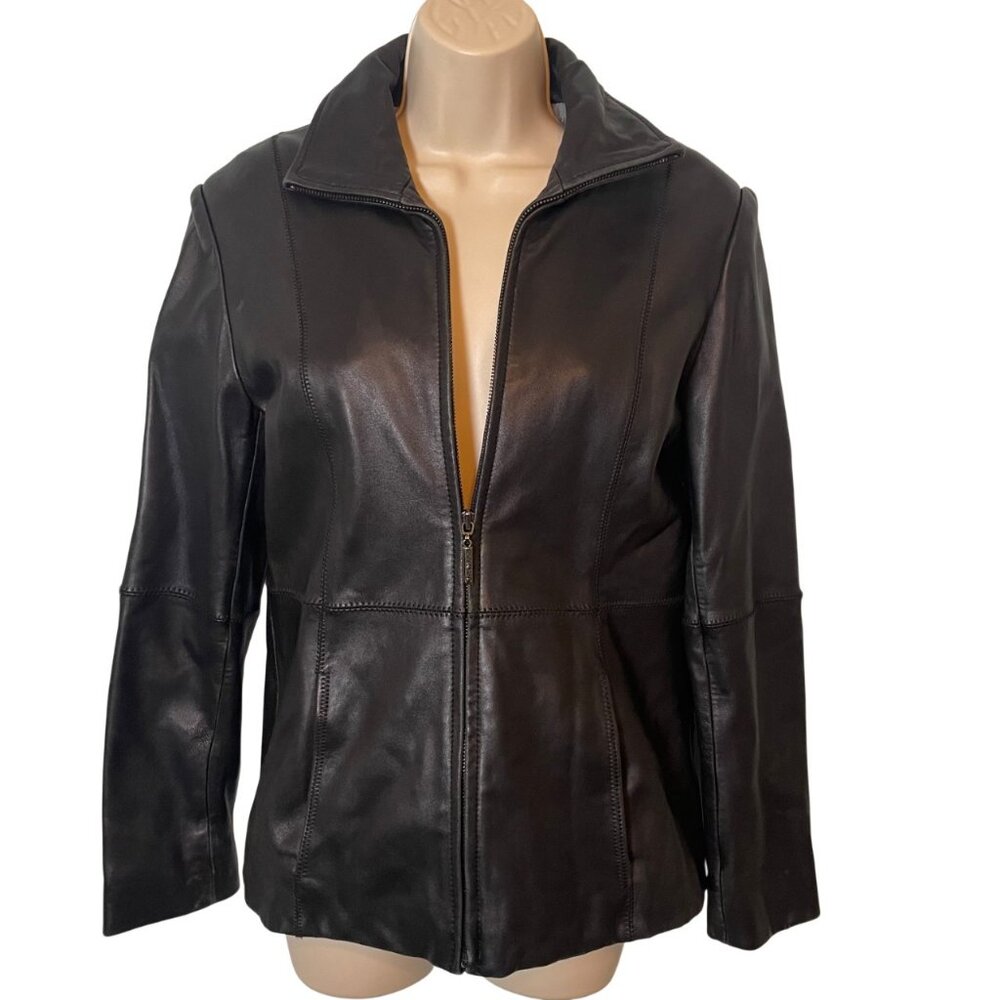 Juliet Michelle by‎ Adler Women's Leather Jacket Black Size Small Quiet Luxury